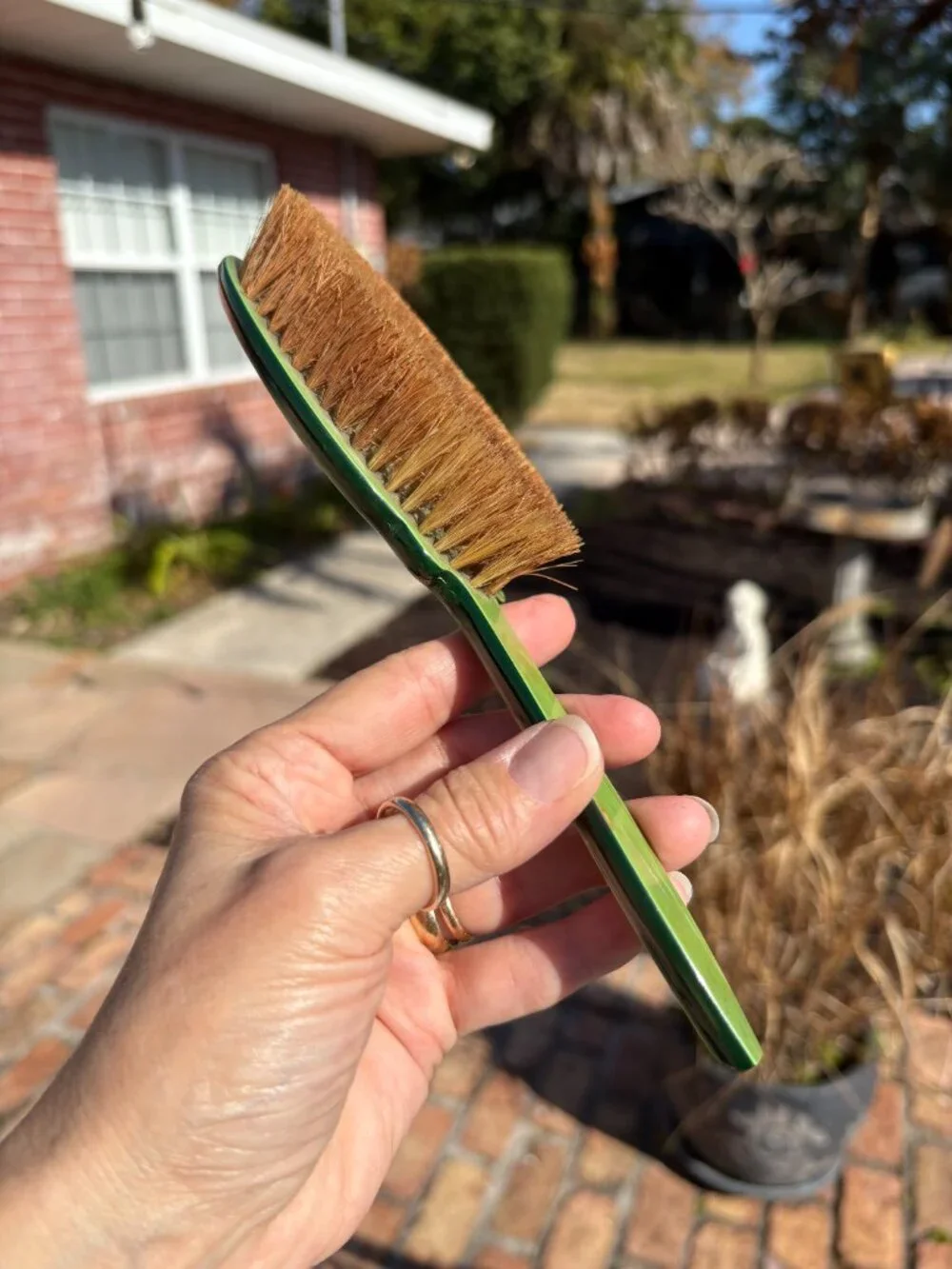 Marbled Green Vanity Set – Art Deco Mirror & Brush - Vintage